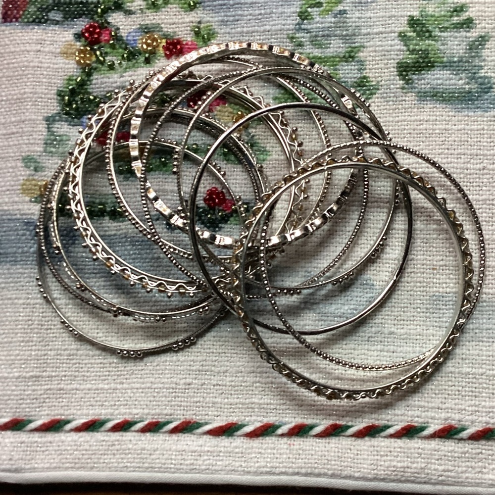 Elegant Silver Bangle Set